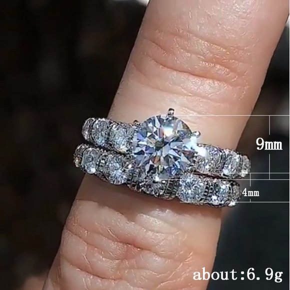 💞 Shiny Zircon Full Around Luxury Silver Beautiful Wedding Ring Women, PD304 - Picture 6 of 6